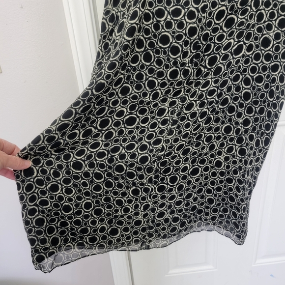 NWT Kenneth Cole 100% Silk Sleeveless Dress Waist Tie Black Cream Circles Sz 14 - Picture 4 of 13